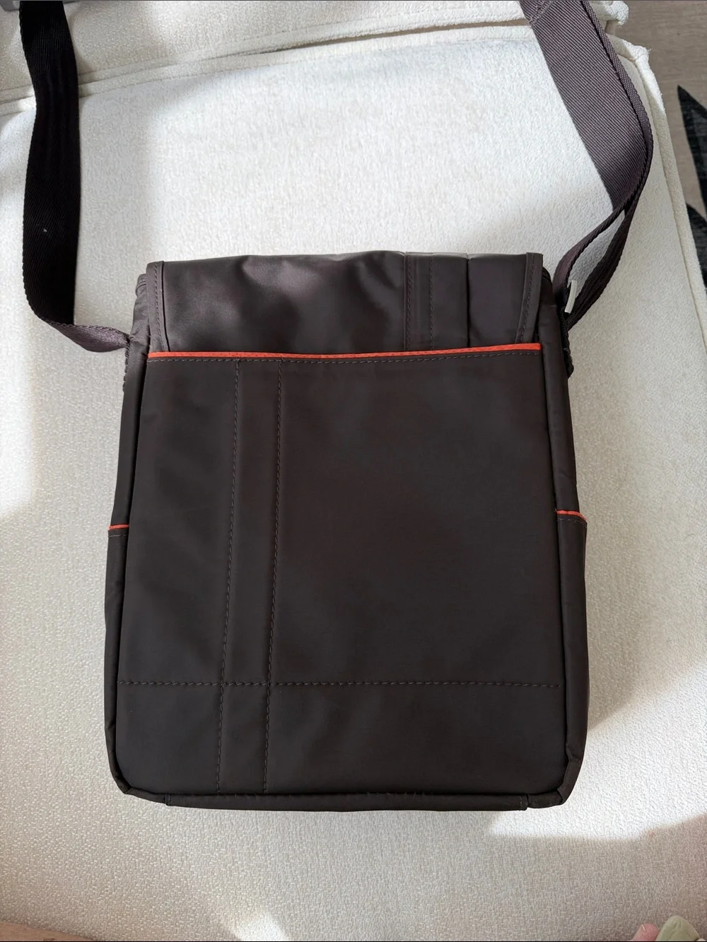 Brown Men's Messenger Bag with Crown Accent